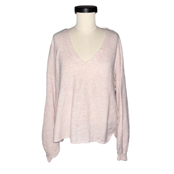 GF Collection V-neck Heather Pink Sweater - Picture 1 of 2